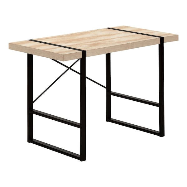 Monarch Specialties Computer Desk, Home Office, Laptop, 48"L, Work, Metal, Laminate, Natural, Black, Contemporary - I 7658