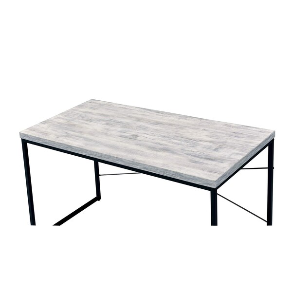 Acme Wooden Rectangle Top Writing Desk in Antique White and Black - ER-040AWB