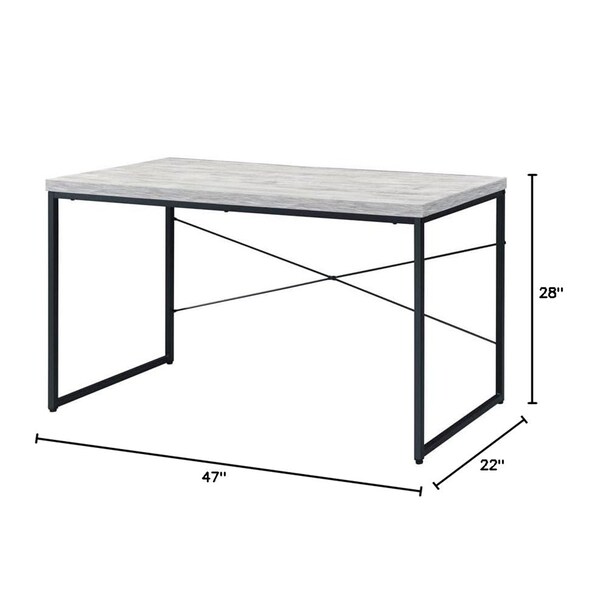 Acme Wooden Rectangle Top Writing Desk in Antique White and Black - ER-040AWB