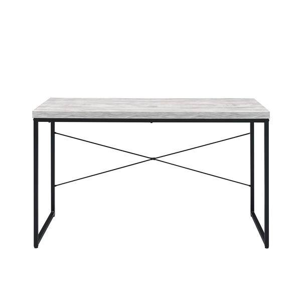 Acme Wooden Rectangle Top Writing Desk in Antique White and Black - ER-040AWB