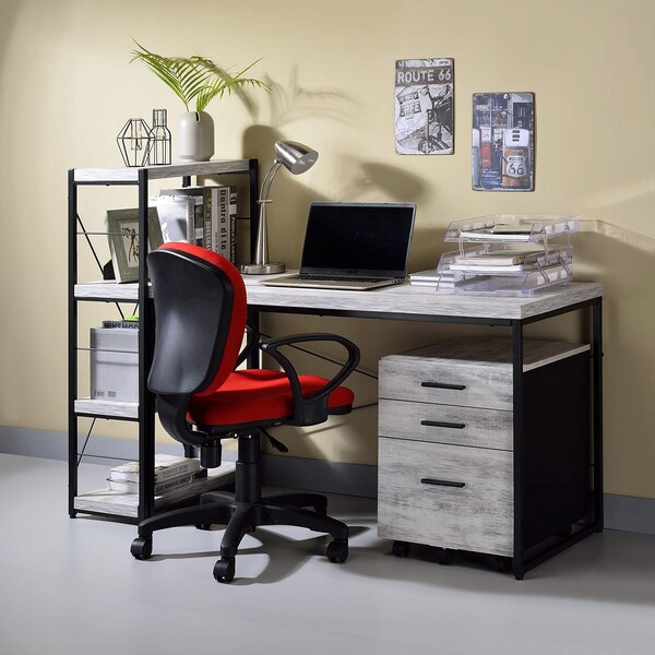 Acme Wooden Rectangle Top Writing Desk in Antique White and Black - ER-040AWB