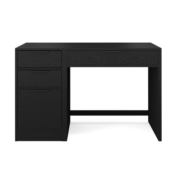 Martha Stewart Kayden Single-Drawer Desk w/3 Drawer File Cabinet in Black w/Oil Rubbed Bronze Hardware - KHO-23042-TBFC-BK-BK-MS