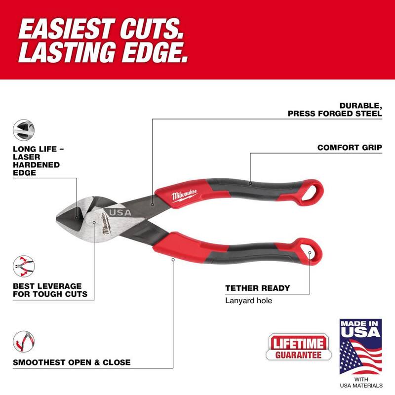 Milwaukee Linesman Plier Comfort Grip/Thread Cleaner & 8 in. Long Nose Plier Comfort Grip & 6 in. Diagonal Plier w/Comfort Grip - MT550T-MT556-MT555