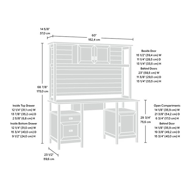 Sauder 23.5 in D X 68.875 in H, 60 in W X Engineered wood - 442784