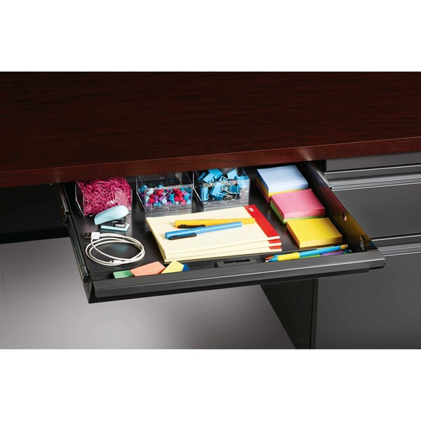 Hirsh Right-Hand Single Pedestal File Office Desk W/ Center Drawer, 30 in D X 29.5 in H, 66 in W X - 20096