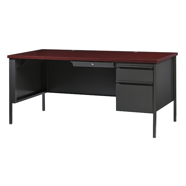 Hirsh Right-Hand Single Pedestal File Office Desk W/ Center Drawer, 30 in D X 29.5 in H, 66 in W X - 20096