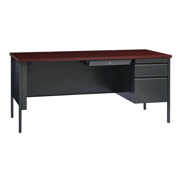 Hirsh Right-Hand Single Pedestal File Office Desk W/ Center Drawer, 30 in D X 29.5 in H, 66 in W X - 20096