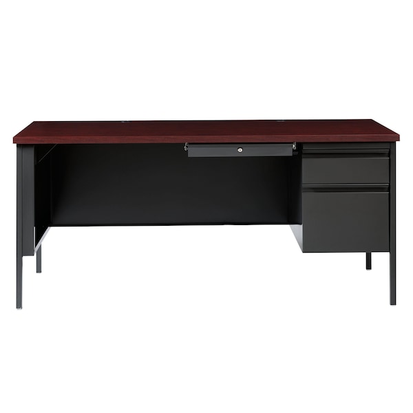 Hirsh Right-Hand Single Pedestal File Office Desk W/ Center Drawer, 30 in D X 29.5 in H, 66 in W X - 20096