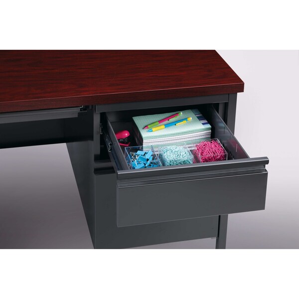 Hirsh Right-Hand Single Pedestal File Office Desk W/ Center Drawer, 30 in D X 29.5 in H, 66 in W X - 20096