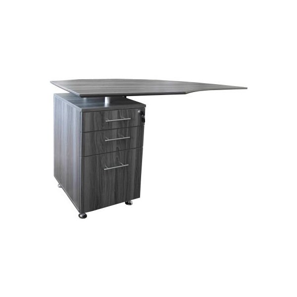 Safco Safco Medina 63"W Left Curved Desk Return With Pencil-Box-File Pedestal Gray Steel - MNRTPLLGS
