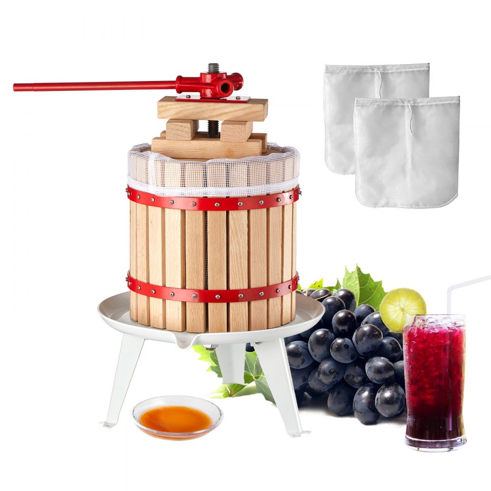 VEVOR Fruit Wine Press Manual Press for Wine Making 3.2 Gal/12L Wood Basket - GJYZJBSMZL12LGKWFV0