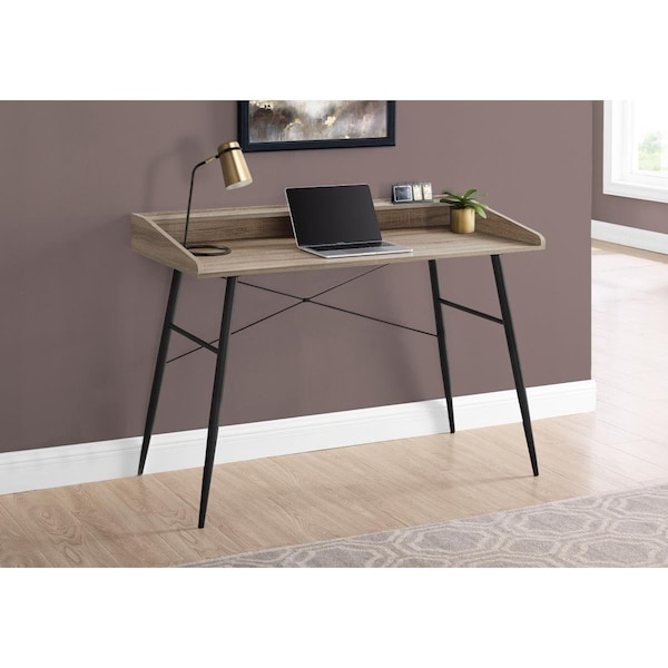 Daphnes Dinnette 48 in. Metal Computer Desk Dark Taupe - Black - DA3079071