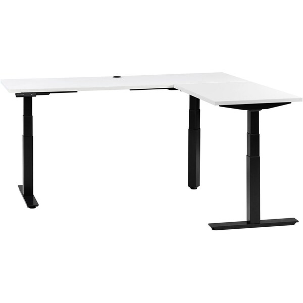 Interion By Global Industrial Sit Stand L-Desk, 24 in D X 23 to 48 in H, 60 in W X - 695777LWH