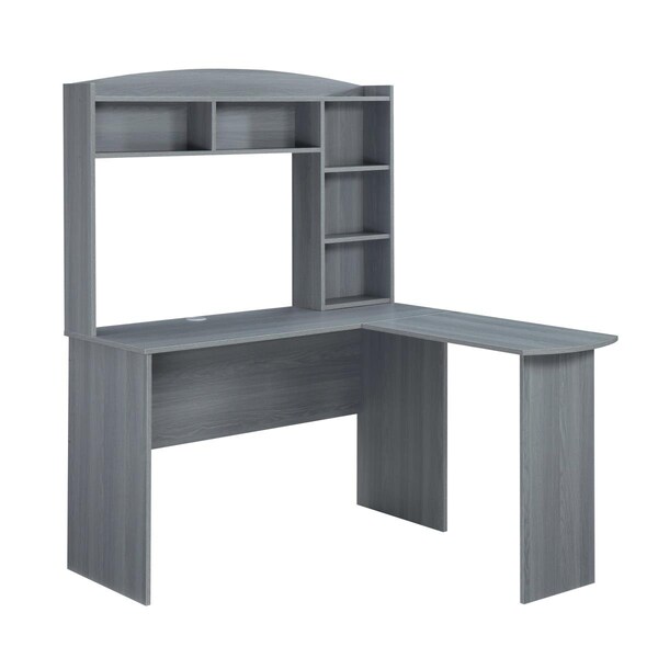 Techni Mobili Modern L-Shaped Desk with Hutch, Grey - RTA-8410-GRY