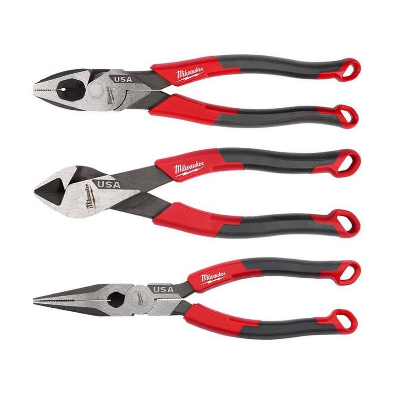 Milwaukee Linesman Plier w/Comfort Grip, 8 in. Long Nose Plier w/Comfort Grip, and 7 in. Diagonal Plier w/Comfort Grip - MT550-MT557-MT555