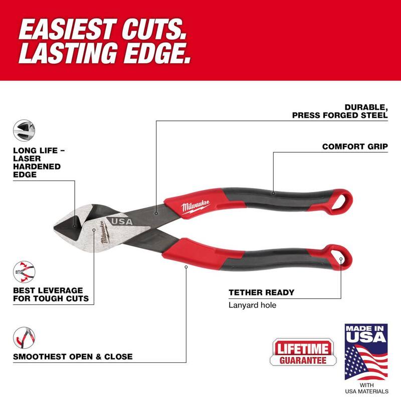 Milwaukee Linesman Plier w/Comfort Grip, 8 in. Long Nose Plier w/Comfort Grip, and 7 in. Diagonal Plier w/Comfort Grip - MT550-MT557-MT555