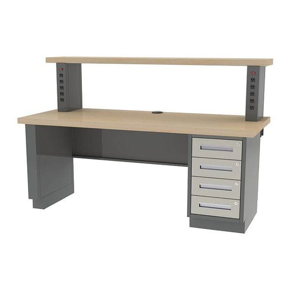Greene Manufacturing Pre Engineered Work Stations Workstation, AC Riser Shelf, 7 ft. H, 30" D X 47-1/2" H, 84" W X Maple - DT-7AD-Z
