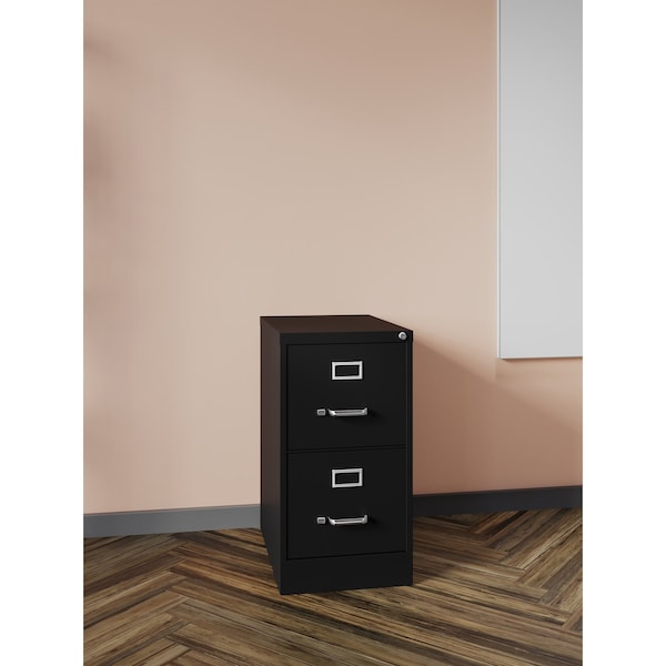 Hirsh 15" W 2 Drawer Vertical File Cabinet, Black, Letter - 17890