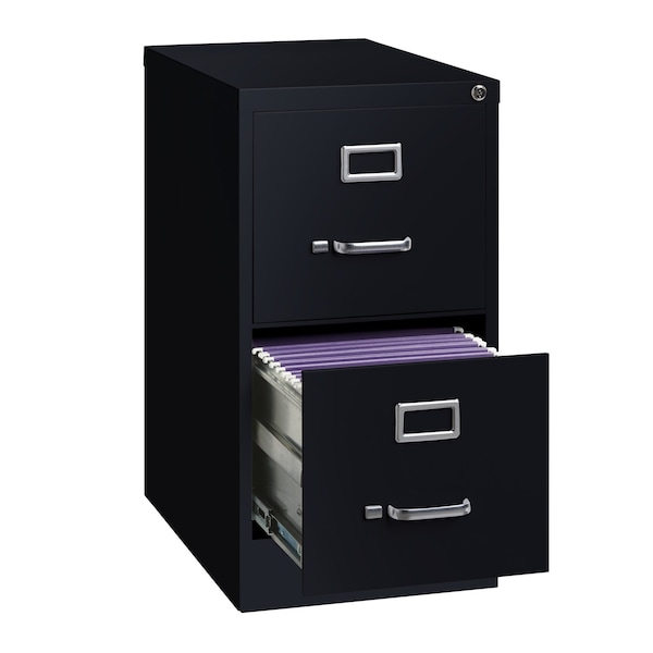 Hirsh 15" W 2 Drawer Vertical File Cabinet, Black, Letter - 17890