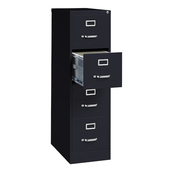 Hirsh 15" W 4 Drawer Vertical File Cabinet, Black, Letter - 17546