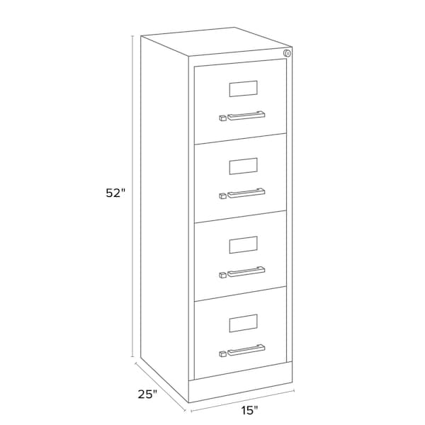 Hirsh 15" W 4 Drawer Vertical File Cabinet, Black, Letter - 17546
