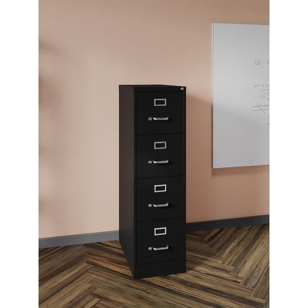 Hirsh 15" W 4 Drawer Vertical File Cabinet, Black, Letter - 17546