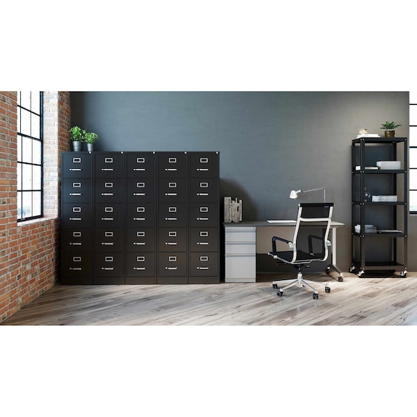 Hirsh 15" W 5 Drawer Vertical File Cabinet, Black, Letter - 17778