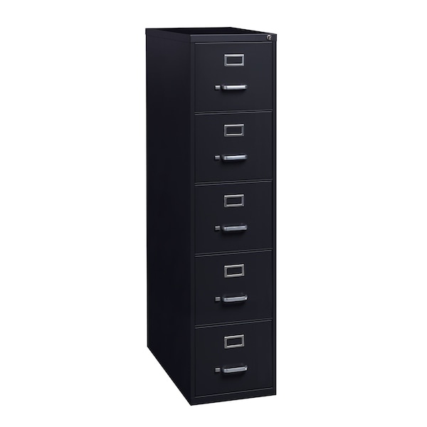 Hirsh 15" W 5 Drawer Vertical File Cabinet, Black, Letter - 17778