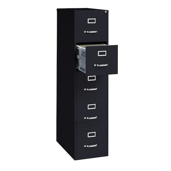 Hirsh 15" W 5 Drawer Vertical File Cabinet, Black, Letter - 17778