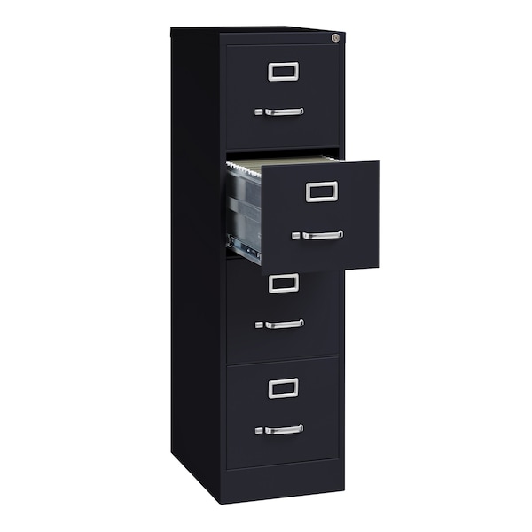 Hirsh 15" W 4 Drawer Vertical File Cabinet, Black, Letter - 17892