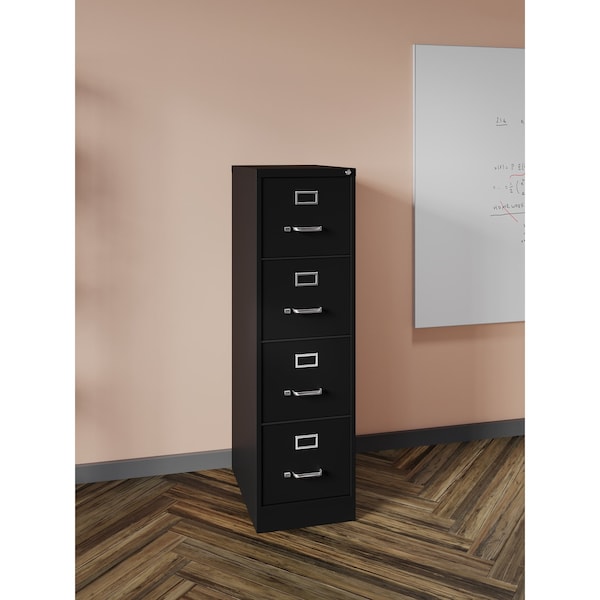 Hirsh 15" W 4 Drawer Vertical File Cabinet, Black, Letter - 17892