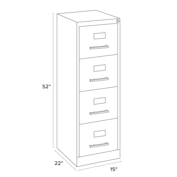 Hirsh 15" W 4 Drawer Vertical File Cabinet, Black, Letter - 17892
