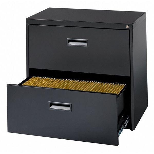 Hirsh 30" W 2 Drawer Lateral File Cabinet, Black, Letter - 19296