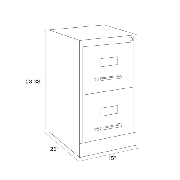 Hirsh 15" W 2 Drawer Vertical File Cabinet, Light Gray, Letter - 14411