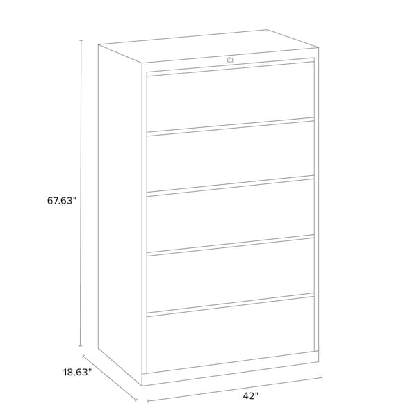 Hirsh 42" W 5 Drawer Lateral File Cabinet, Black, A4/Legal/Letter - 17649