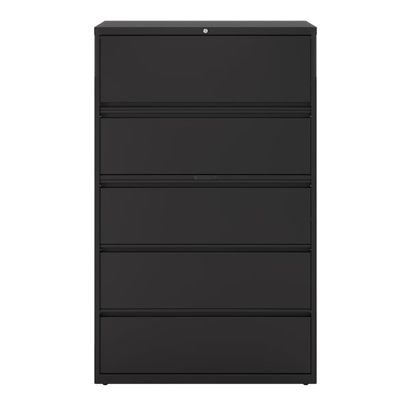 Hirsh 42" W 5 Drawer Lateral File Cabinet, Black, A4/Legal/Letter - 17649