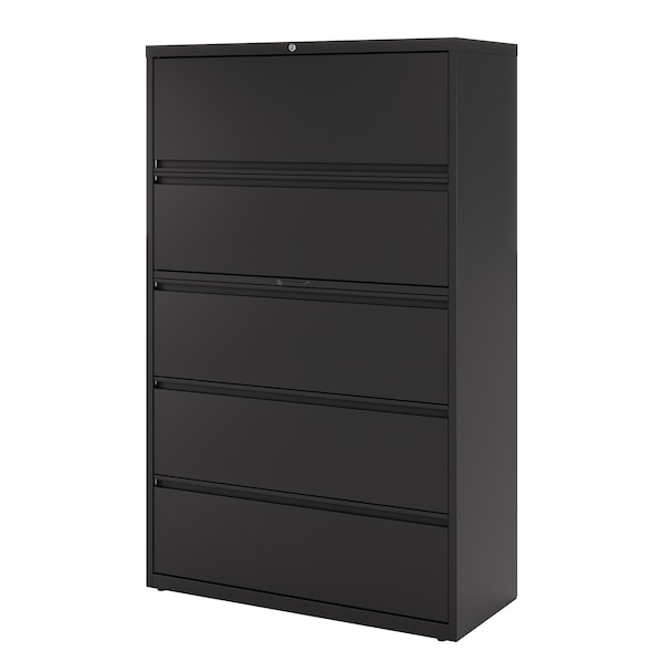 Hirsh 42" W 5 Drawer Lateral File Cabinet, Black, A4/Legal/Letter - 17649