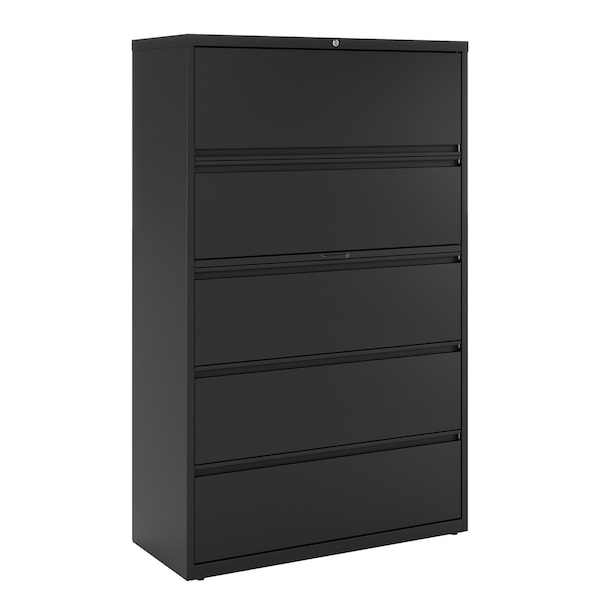 Hirsh 42" W 5 Drawer Lateral File Cabinet, Black, A4/Legal/Letter - 17649