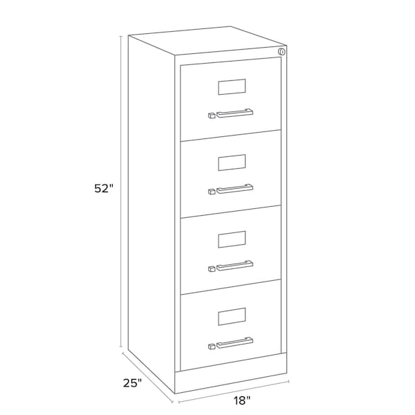 Hirsh 18" W 4 Drawer Vertical File Cabinet, Black, Legal - 17549