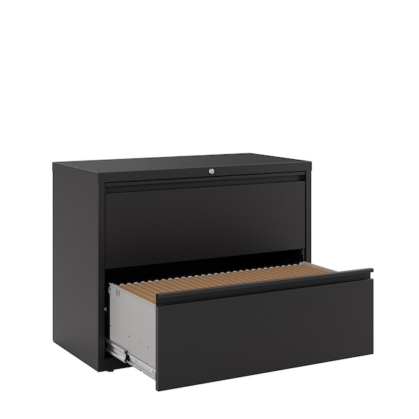 Hirsh 36" W 2 Drawer File Cabinet, Black, Letter - 17451