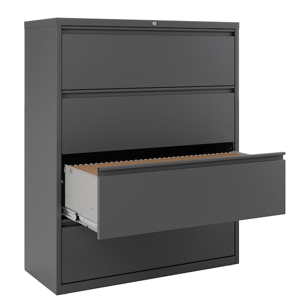 Hirsh 42" W 4 Drawer Lateral File Cabinet, Charcoal, A4/Legal/Letter - 17647