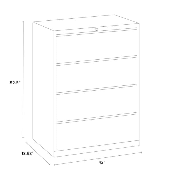 Hirsh 42" W 4 Drawer Lateral File Cabinet, Charcoal, A4/Legal/Letter - 17647