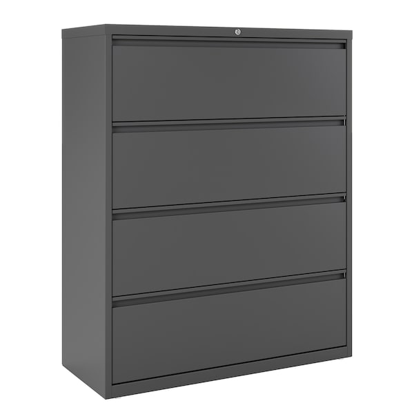 Hirsh 42" W 4 Drawer Lateral File Cabinet, Charcoal, A4/Legal/Letter - 17647