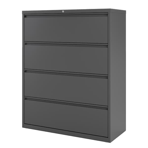 Hirsh 42" W 4 Drawer Lateral File Cabinet, Charcoal, A4/Legal/Letter - 17647