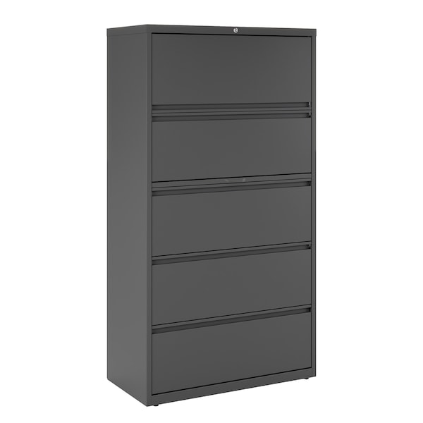 Hirsh 36" W 5 Drawer Lateral File Cabinet, Charcoal, A4/Legal/Letter - 17641