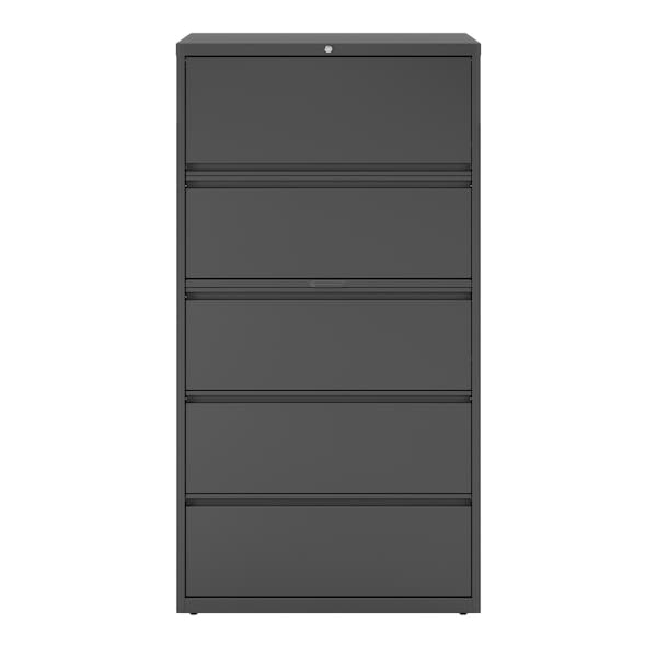 Hirsh 36" W 5 Drawer Lateral File Cabinet, Charcoal, A4/Legal/Letter - 17641