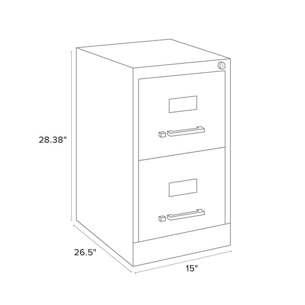 Hirsh 15" W 2 Drawer Vertical File Cabinet, Light Gray, Letter - 14417