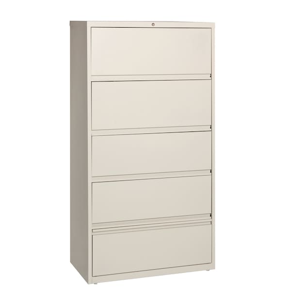 Hirsh 36" W 5 Drawer File Cabinet, Putty, Letter - 17901