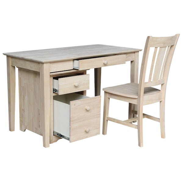 International Concepts 2 drawer File Cabinet with Desk 26 in D X 30 in H, 48 in W X Wood, Unfinished - K-OF-51-41