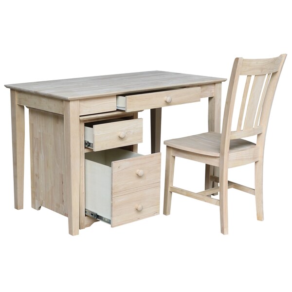 International Concepts 2 drawer File Cabinet with Desk 26 in D X 30 in H, 48 in W X Wood, Unfinished - K-OF-51-41